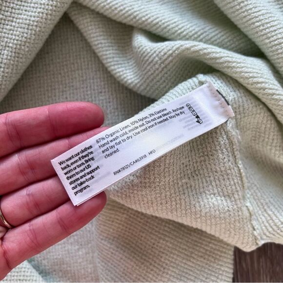 Eileen fisher MIST green organic linen blend honey comb‎ knit top women’s M - Picture 6 of 7